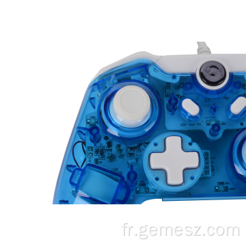 Joystick de jeu filaire bleu transparent pour Xbox one